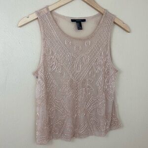 Forever 21 Sequin Floral Top. Peach. Sz S.
